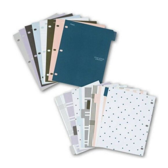 Mead Five 8 count Star 3-hole Punched Color Pop Reversible Tab Divider Set 5Pk 4 - Picture 5 of 6